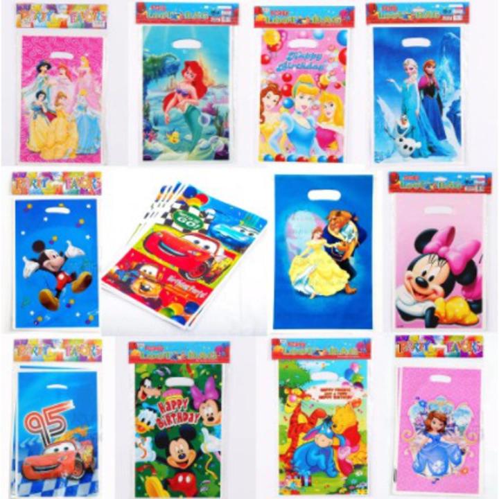 Goody Bags - 10 Plastic favor Bags for Birthday Party Goody Bag for Boss Baby Birthday - Frozen - Cars Birthday - Mickey Mouse - Unicorn Birthday - Sofia - Jungle Birthday - Spider Man Birthday - Hello kitty Goody Bags - Princess Birthday