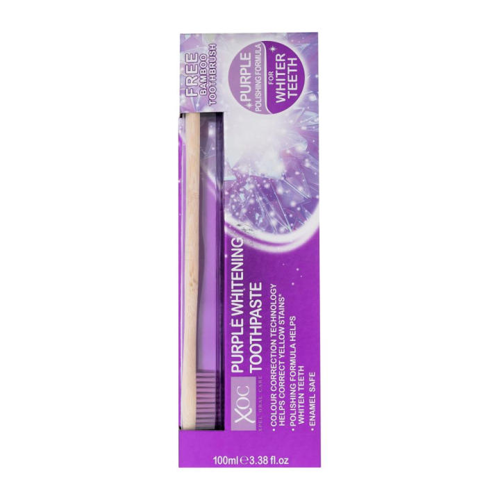 XOC Purple Whitening Toothpaste + free toothbrush - 100ml