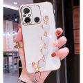 COROGI for Xiaomi Redmi 12C Back Cover + Love Heart Bracelet Luxury Glossy Shiny Plating Bumper Ladies Case Soft Silicone Protective Phone Cases. 