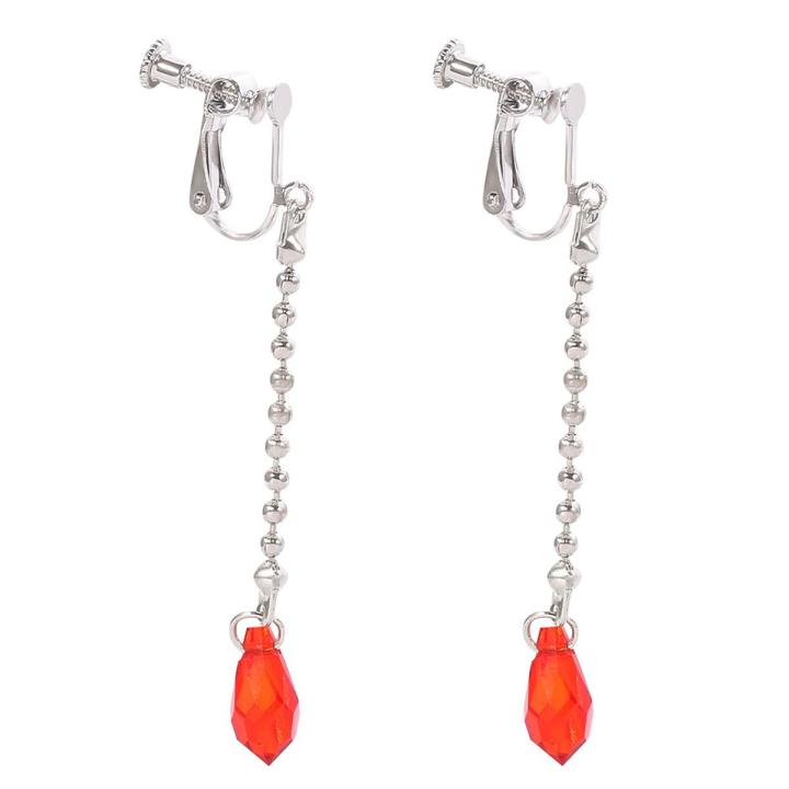 Fashion Kurapika Kurta Cosplay Earrings Charm Red Crystal Anime Hunter X Hunter Clip Earrings for Women Jewelry