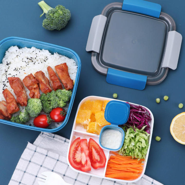 Mobile Partition Lunch Box Microwave Preservation Box Small Grid Lunch Box Plastic Bento Box Sealed Divided Salad Box Lunch Box