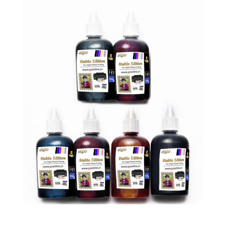 Pack Of 6 - Color Bottles for Inkjet Printer C M Y K Lc Lm Geonlinepk - 100Ml -