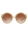 Dolce & Gabbana Cuore Sacro Collection Round Metal Gold/Red Frame Purple Gradient Lenses-DG2211-02/8H-53. 