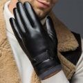 Men's Gloves Black Winter Mittens Keep Warm Touch Screen Windproof Driving Guantes Male Autumn Winter PU Leather Gloves Business. 
