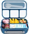 4 Compartments Bento Box With Fork, Kids Lunch Box with Accessories, Lunch Box, Kids School Tiffin Box. 