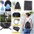 Travelling Accessories Drawstring Backpack Bag Sport Gym Sackpack Swimming School PE Kit Students Backpack Sport Gym Traveling Kids Adults Fitness - Black - 1Pc. 