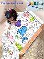 Drawing & Coloring Paper Roll/Easel for Kids with Free Paints & Paint Brush. 