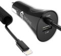 Syncwire iPhone USB Car Charger - [Apple MFi Certified] - 4.8A/24W Car Charger Adapter with Coiled Lightning Apple Cable for iPhone XS MAX XR X 8 7 6 6s Plus 5 SE, iPad, Samsung Galaxy S8 S7 and More. 