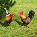 Set of 2 Acrylic Rooster Statues, Outdoor Garden Statues, Chicken Decor, Garden Sculptures & Statues for Patio Lawn Easy Install. 