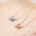 SNPQ Blue Pink Swan Necklace For Women Simple And Elegant Triangle Crystal Necklace Gift Boutique Jewelry Neck Chains Pendant. 