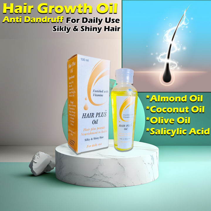 Hair Plus Oil- Hair Regrowth | Provides Nourishment To Hair | Is Ideal for Damaged Hair | Long & Strong Hair | Treat Dandruff | For Silky & Shiny Hair, Almond Oil, Olive Oil, Coconut Oil Salicylic Acid 100ML