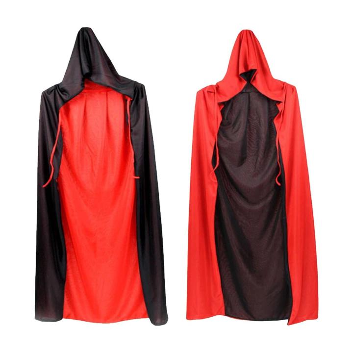 【DM bag factory Store】59 Inch Double Sided Cloak Unisex Hooded Witch Scary Halloween Vampire Cloak for Cosplay Festivals Haunted House Costumes