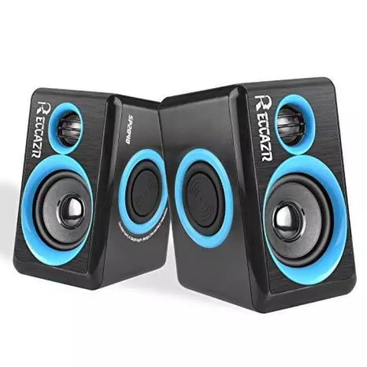 Computer Speaker with Heavy Bass,Subwoofer, Volume Control, 3.5mm Audio, USB Wired Powered Built-in Four Loudspeaker Diaphragm Multimedia Speaker for PC/Laptops/Desktop/BACER For Computer (Color - RED & Blue)