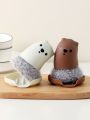 Acrylic Silk Ball Pot Brush Cute Bear Handle Dish Scrub Brushes With Drain Rack Kitchen Cleaning Scrubbers For Washing Iron Pan. 
