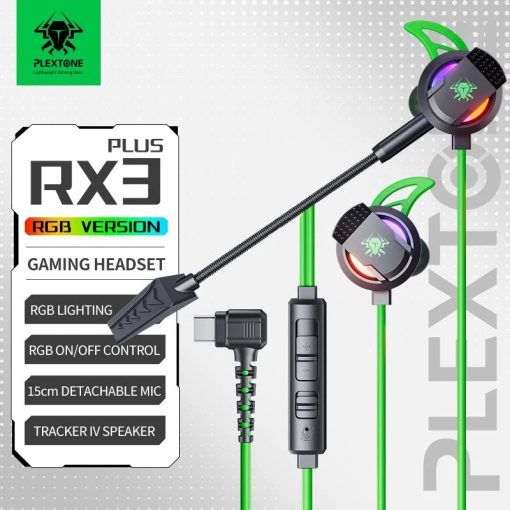 Plextone%20RX3%20PLUS%20Type-C%20Interface%20In-ear%20Wired%20Game%20Earphones%20Pluggable%20Mic%20RGB%20Light%20Effect%20%E2%80%93%20Green%20-%20Image%206