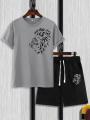 Loin Printed Shorts and T Shirts Set for Boys Tracksuit For Mens Summer Tracksuit. 