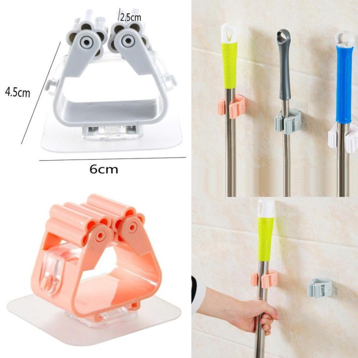 Pack of 3 Wall Mounted Mop Organizer Holders – Heavy Duty Brush & Broom Hanger – Kitchen & Bathroom Storage Rack – Seamless Mop Hook – Space-Saving Home Organizer