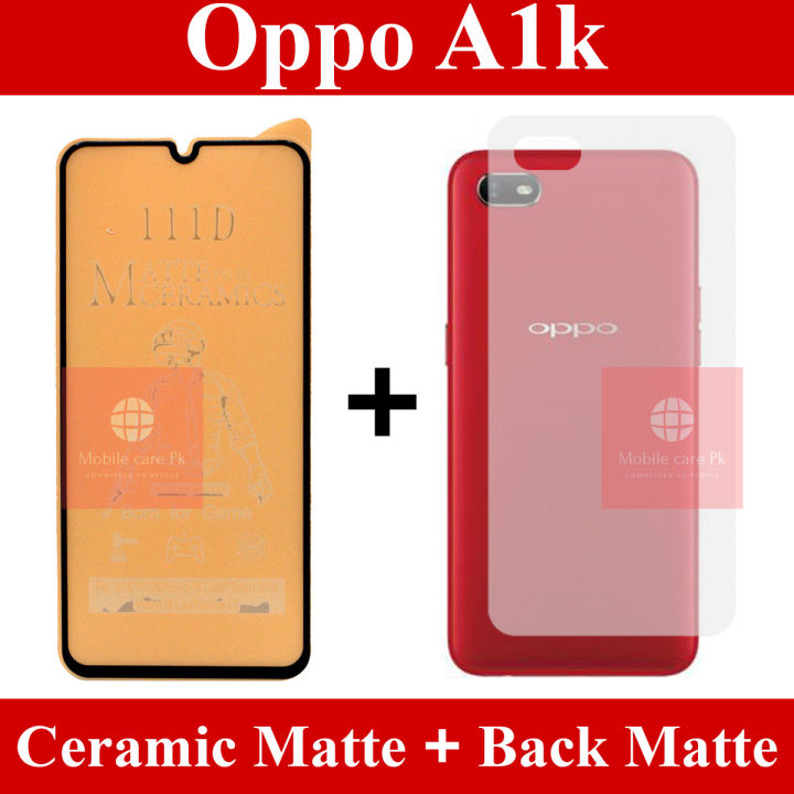 Oppo A1k Screen Protector Matte Unbreakable Glass + Back Matte Protector Back sheet skin For Oppo A1k