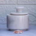 Marble Salt Cellar with Hand-Carved Lid, White Marble Spice and Salt Storage Container for Kitchen. 