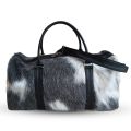 Real Cowhide Leather Duffel Bag | Leather Weekender Travelling Bags | Cowhide Hair on Travel Bags | Black White Cowhide Duffel Overnight Travel Bag | Sports Bag. 