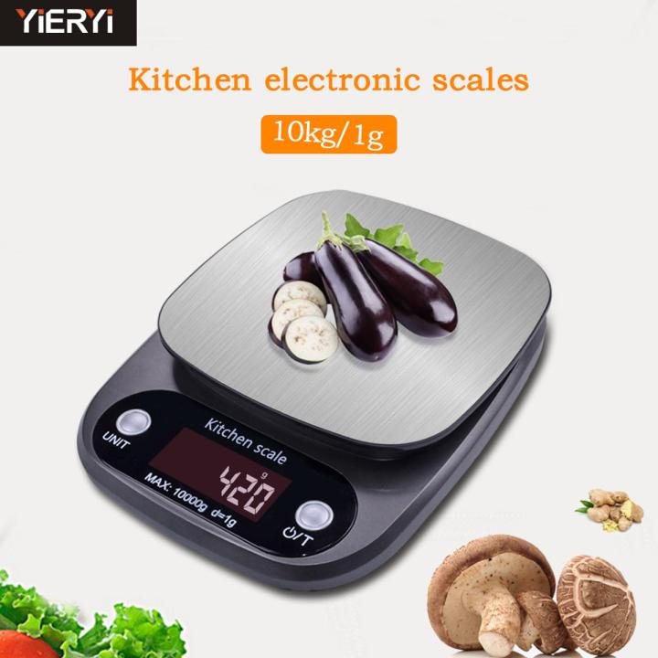 YIERYI 10kg/1g Mini Digital Kitchen Scale LED Electronic Cooking Baking Scale Food Diet Balance Weight Scale