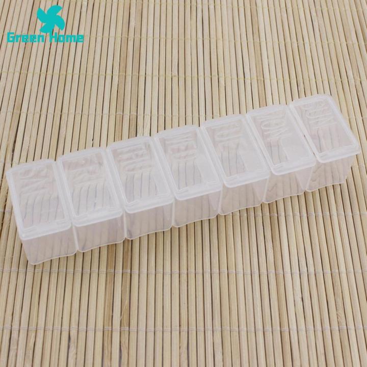 Green Home Compartment Storage Box Portable 7 Grids Daily Use Pill Box Tablets Box