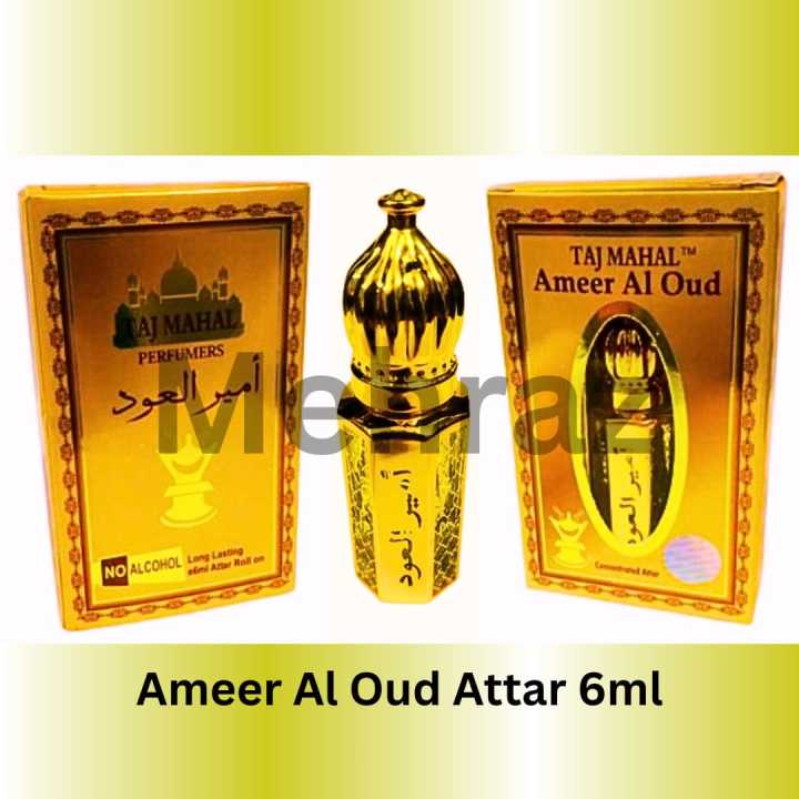 TajMahal Ameer Al Oudh Premium Concentrated Attar 6ml - Scented Oil for Men, Single Item, Nonalcoholic, Perfume Gift