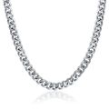 Pack of 2 Silver Stainless Steel Cuban Link Neck Chain and Wrist Bracelet Band for Men / Boys. 