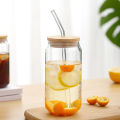 Reusable Boba Bubble & Smoothie Cups - Mason Jar - Glass Cup With Glass Straw and Bamboo Lid - Reusable Glass Travel Tumbler for Iced Coffee Large Pearl Juices Cocktail, Cold Drinking Glass Hot Coffee Mug - Juice Milk Cup - Drinkware, Cups, Mugs & Saucers. 