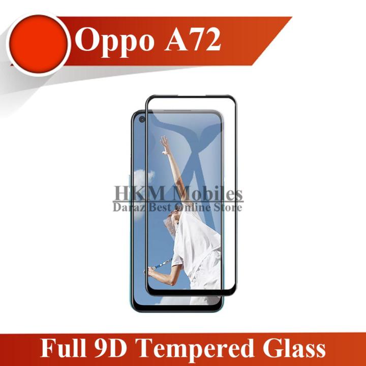 Oppo A72 Full Black 9D/5D/10D/11D/6D Tempered Glass Screen Protector Edge to Edge Full Glue Premium Quality Film For A72
