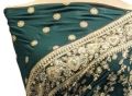 Green Fancy Bridal Chiffon Heavy Embroidery Saree by Sadaf Saree Emporium - SSE-0002. 