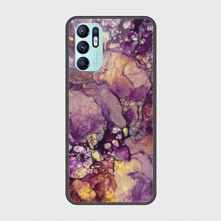 Oppo Reno 6 Cover - SkinLee HQ Infinity Glass Case (Soft) - Purple Agate Marble - SKINLEE-127-1-1037-689