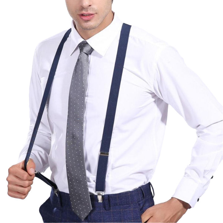 Slim Strip Elastic Suspenders / Gallis -  Adjustable  |   Y Shape Clip-on Style   |   3 Clip Pants Braces For Men