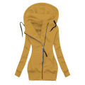 Winter Coat Elastic Cuffs Pure Color Hooded Warm Sweatshirt Coat. 