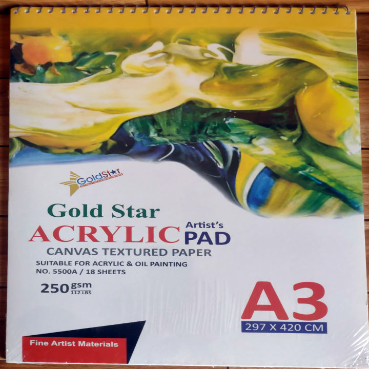Acrylic Pad Acrylic Artist's Pad (Size A4 / A3 250 gsm, 18 Sheets) Art ...