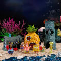 Floating SpongeBob Squarepants Aquarium Ornaments Fish Tank Landscaping Pineapple House Fish Shrimp Avoid Nest Trash Can Octopus Krusty Krab Chum Bucket Toy Collection. 