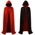 Black and Red Reversible Halloween Cloak Masquerade Party Cape Costume (55 inch, With Hood). 