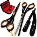 Salon Hair Cutting Black Scissors kit Barber Hairdressing Scissors Set/ Hair salon scissors/Best for Barber Salon or personal use - Stainless Steel. 