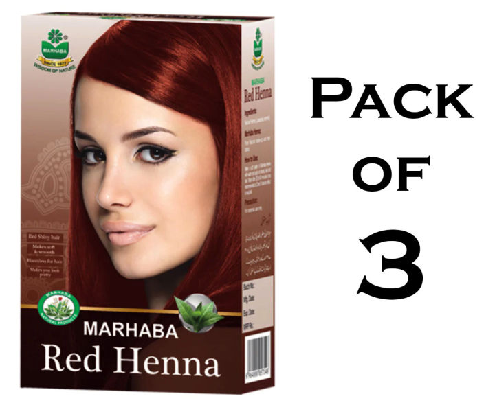 Red Henna (Lal Mehndi) By Marhaba 75gm - Hina - Pack Of 3
