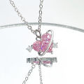 YK2 Necklace Pendant For Women Jewelry Pink Gemstone Love Necklace Luxury Design Sweet Pink Heart Planet Collar. 