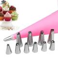 12 pcs / set Large Cream Nozzle Pastry Stainless Steel Icing Piping Tips Set Cakes Decorating Baking tools. 