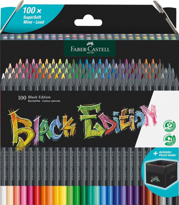 Faber-Castell Eco Pencil Super Soft Touch Black Edition 3mm Lead Color Pencil 100 Colors Set