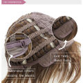 Women Hair Wigs Ladies Daily Natural Wave Dark Brown Side Parting Synthetic None Lace Wigs with Bangs. 