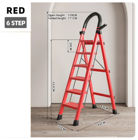 6 Steps Portable Heavy Duty Household Ladder Foldable 6 Steps Stool ...