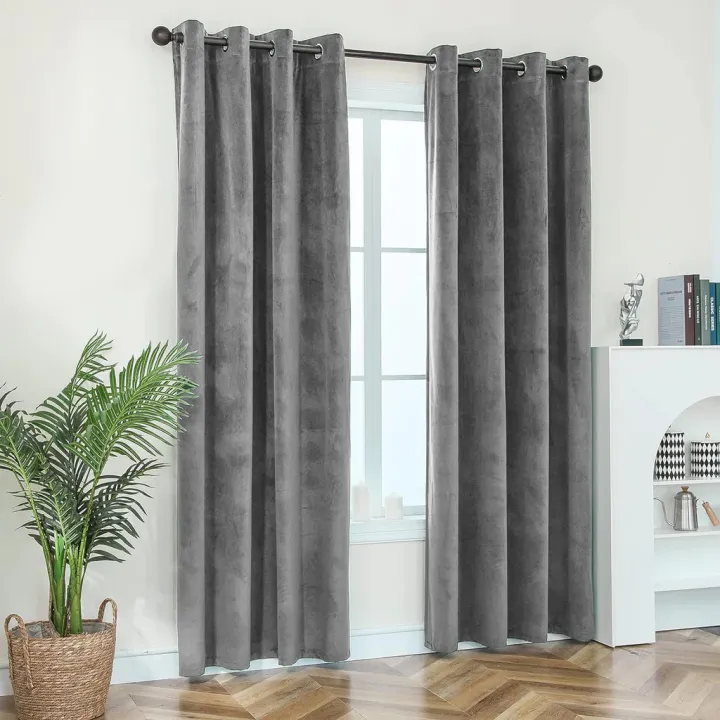 Plain%20Velvet%20Fabrics%20Curtains%201%20Pair%202%20Panels%20Home%20Living%20And%20Rome%20Decoration%20By%20Ayat%20Bedding%20-%20Image%203