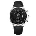 CUENA Men's Business Leath Belt Watch Three Eyes Six-Piece Calendar Quartz Watch. 