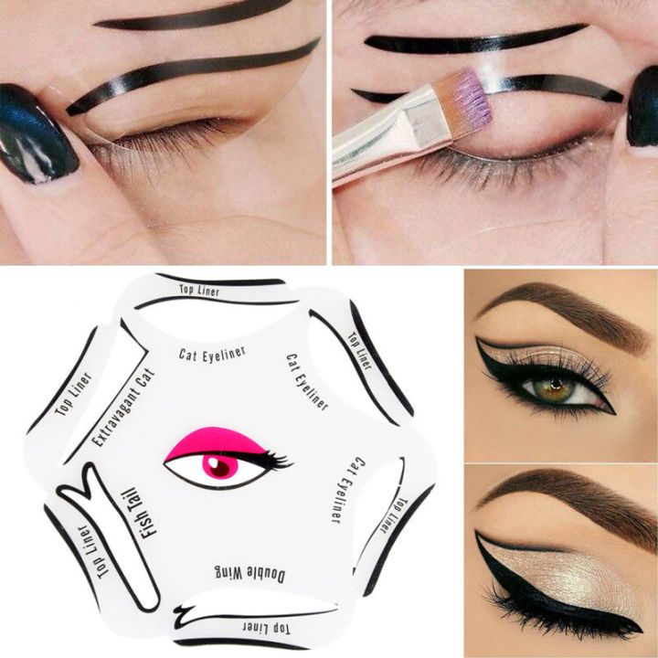 6 Pcs Professional Eyeliner Stencil Set Perfect Winged Liner & Cat