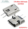 25/50 Pieces 2-pin Micro USB Connector Tablet PC PAD Charge Socket Mini Micro USB Jack Female Connector DIP feet 2pin DIP. 