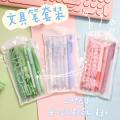 6PCS/Set Cute Black 0.5MM Kawaii Press Pen Set Korean Carbon Pen Student Gel Pen School Supplies Office Stationery. 