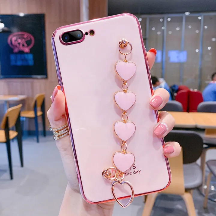 For%20iPhone%208%20Plus%20/%20iPhone%207%20Plus%20Back%20Cover%20with%20Love%20Heart%20Chain%20Wrist%20Strap%20Fashion%20Bracelet%20Shiny%20Plating%20Bumper%20Protective%20Case%20Silicone%20Shockproof%20Mobile%20Phone%20Cases%20-%20Image%206